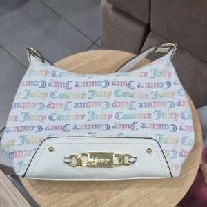 Juicy Couture White Multicolor Logo Shoulder Bag